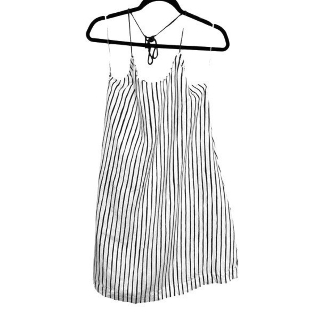 Tory Burch Striped Halter Dress Women XS Blue White Linen Rayon Tassel Tie Beach - Picture 6 of 14